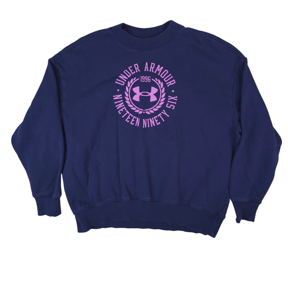 Under Armour Rival Fleece Crest Graphic Sweatshirt‎ Womens M Loose Fit Crewneck